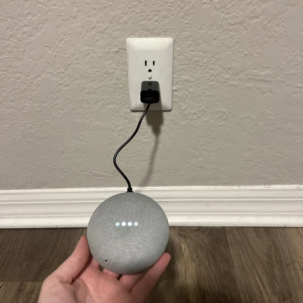 Google Home Mini Smart Speaker Model H0A 1st Gen w/ Short Power Adapter - Gray